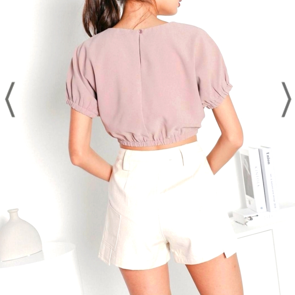 Pink Women's Dressy Crop Top - Picture 6 of 6